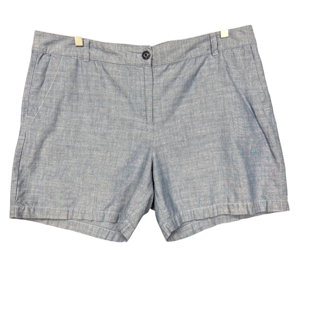 Talbots Chino Short Womens 16P Blue The Weekend Cotton‎ Chambray Mid Rise 6in